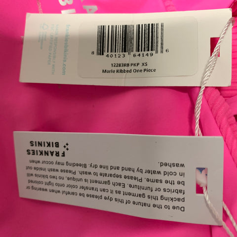 FRANKIES BIKINIS Size XS Pink Nylon Spandex Ribbed Swimsuit