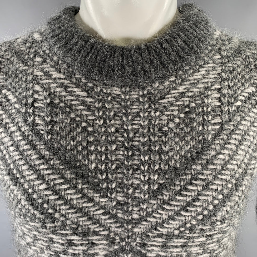 LES HOMMES Size XS Grey Light Grey Angora Blend Crew-Neck Sweater