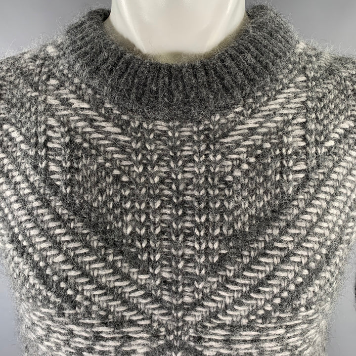 LES HOMMES Size XS Grey Light Grey Angora Blend Crew-Neck Sweater