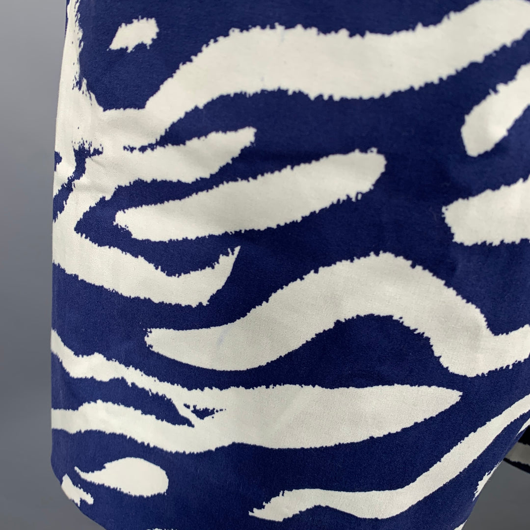 PRABAL GURUNG Size M Blue White Lines Graphic Bermuda Shorts