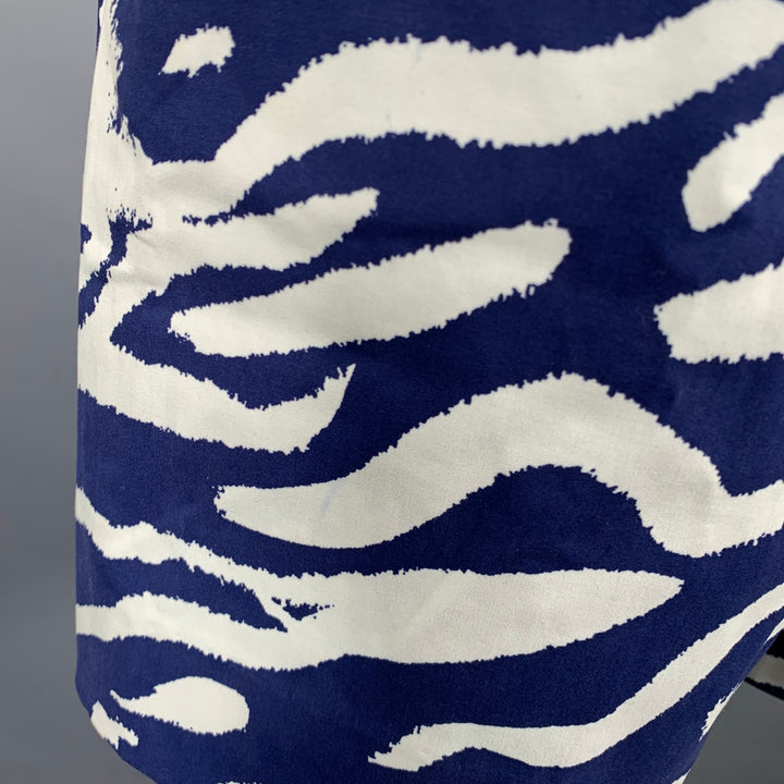 PRABAL GURUNG Size M Blue White Lines Graphic Bermuda Shorts