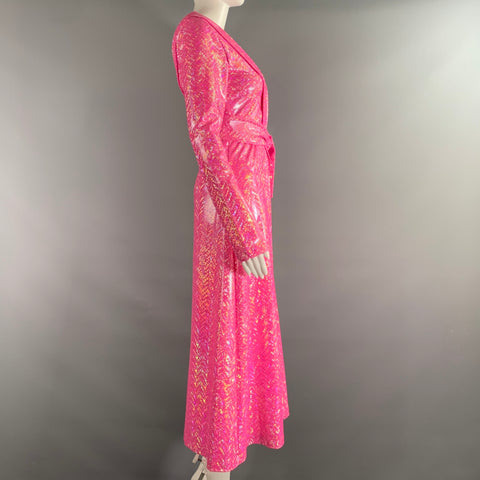 SAKS POTTS Size S Pink Silver Polyamide Eastane Metallic A Line Dress