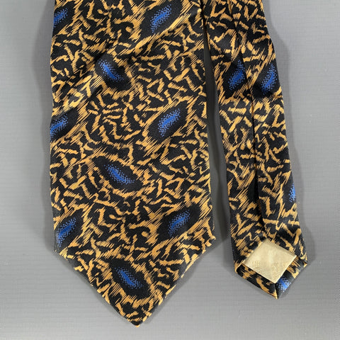 PIERRE BALMAIN Blue Mustard Geometric Silk Tie