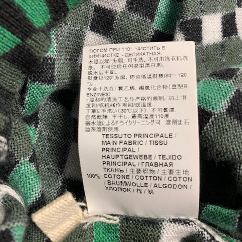 MARNI Size M Green Black Checkered Cotton Short Sleeve Pullover