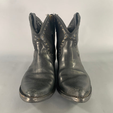 GOLDEN GOOSE Size 8 Black Leather Western Boots