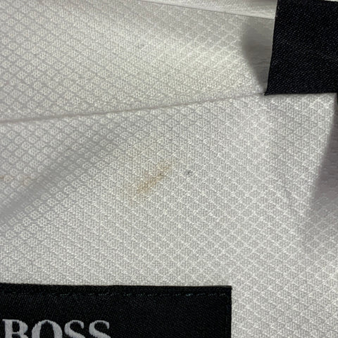 HUGO BOSS Size M White Textured Cotton Tuxedo French Cuffs Long Sleeve Shirt
