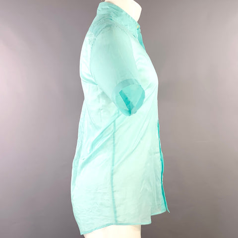 DRIES VAN NOTEN Size XS Blue Turquoise One Pocket Short Sleeve Shirt