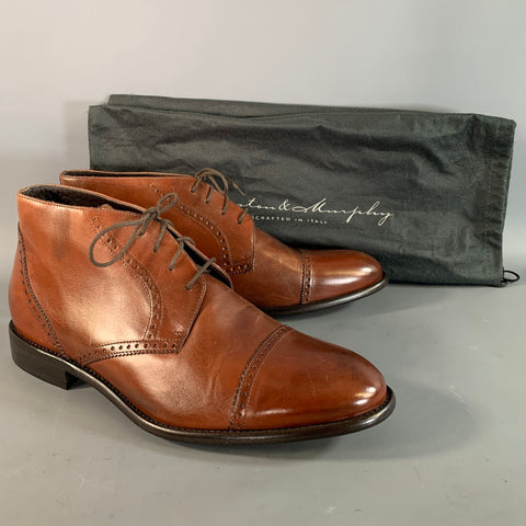 JOHNSTON MURPHY Size 11 Brown Mahagony Brogues Leather Chukka Boots