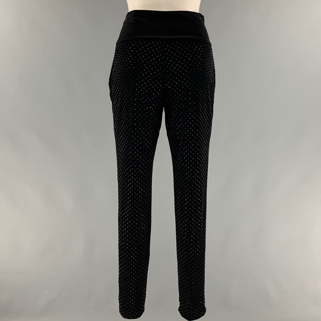 AKRIS Size 10 Black Polyester Beaded Dress Pants