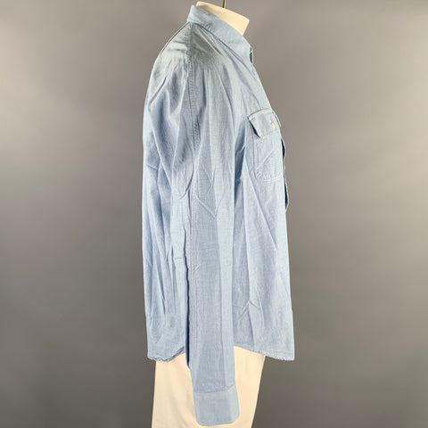 HEIMAT Size L Blue Heather Raglan Long Sleeve Shirt