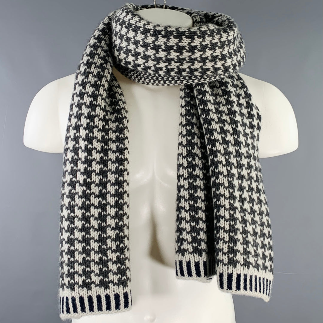 BLACK FLEECE White Charcoal Abstract Cashmere Scarf