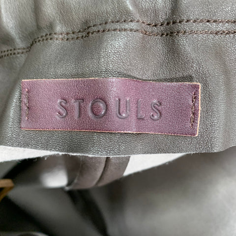 STOULS Size XL Brown Lambskin Leather Elastic Waistband Dress Pants