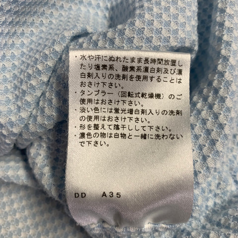 LANVIN Size 6 White Light Blue Cotton Blend Waffle Knit 1/4 Zip Casual Top