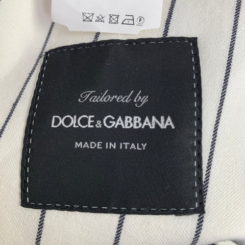 DOLCE & GABBANA Size 38 White Black Stripe Cotton Silk Sport Coat