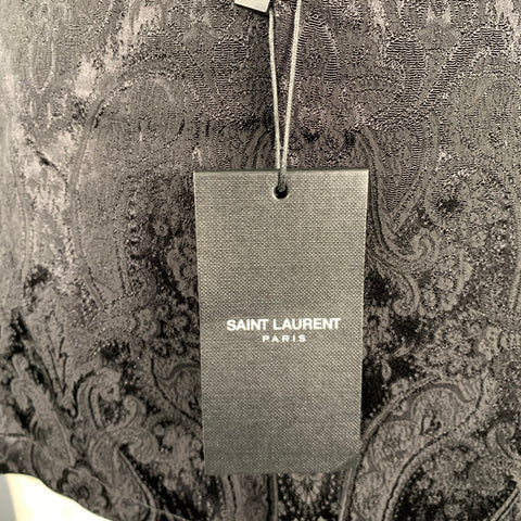 SAINT LAURENT Size XL Black Black Jacquard Viscose Silk Vest