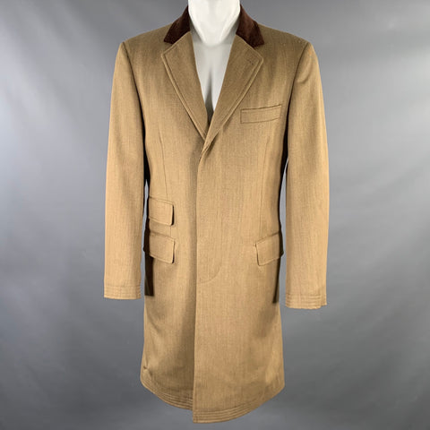 J. PETERMAN COMPANY Size M Tan Brown Twill Wool Evening Coat