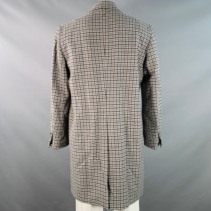 DONDUP Size 44 Grey Navy Houndstooth Wool Blend Single Breasted Notch Lapel Coat