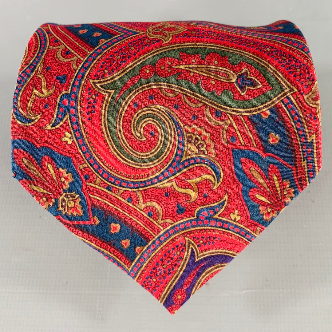 BALLY Burgundy Navy Paisley Silk Tie