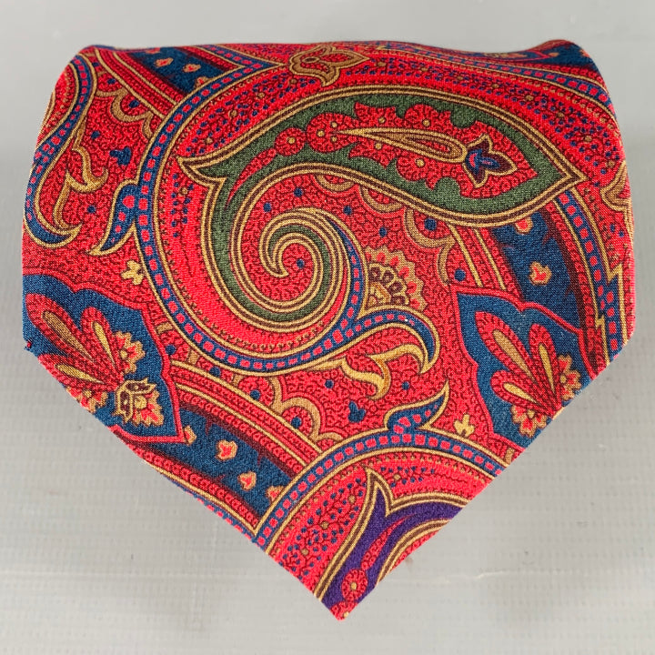 BALLY Burgundy Navy Paisley Silk Tie