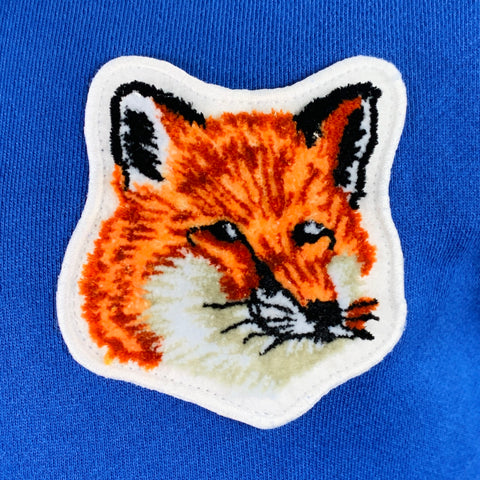 MAISON KITSUNE Size XS Blue Orange Logo Cotton Hooded Sweatshirt