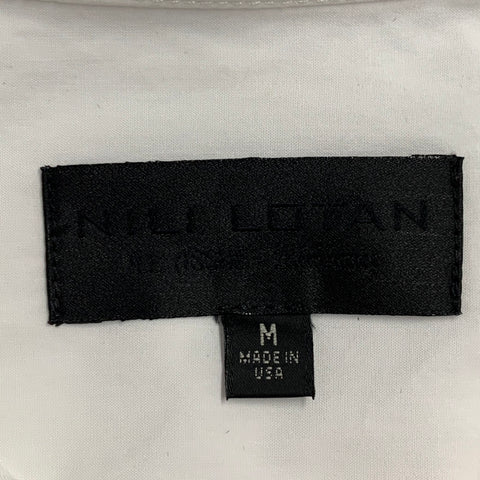NILI LOTAN Size M White Cotton Pleated Bib Formal Tuxedo Long Sleeve Shirt