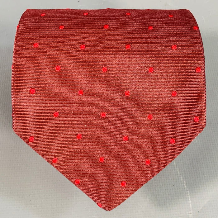 ERMENEGILDO ZEGNA Burgundy Red Dots Silk Tie