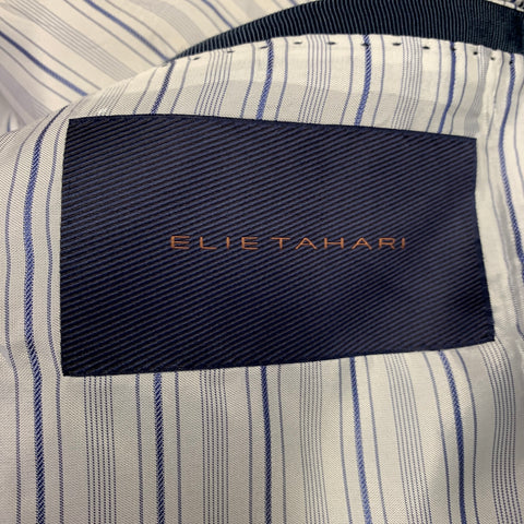 ELIE TAHARI Size 42 Redford Navy Hemp Linen Notch Lapel Jacket
