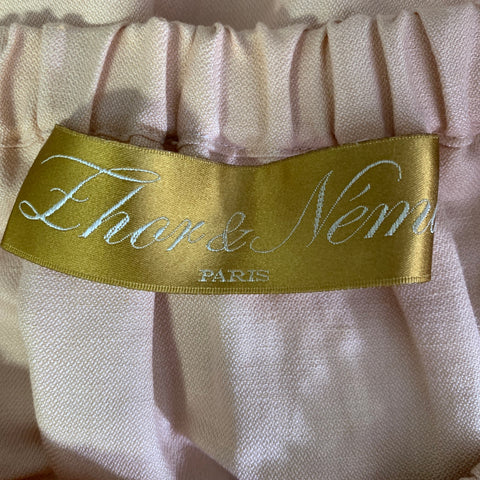 THOR & NEMA Size S Peach Silk  Linen Mini Skirt
