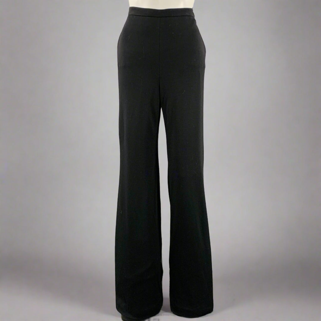 CHANEL Size 6 Black Wool Wide Leg Dress Pants Sui Generis Designer Consignment CHANEL Size 6 Black Wool Wide Leg Dress Pants Sui Generis Designer Consignment