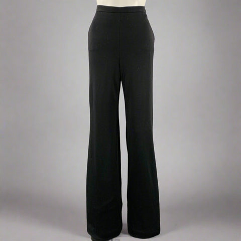 CHANEL Size 6 Black Wool Wide Leg Dress Pants