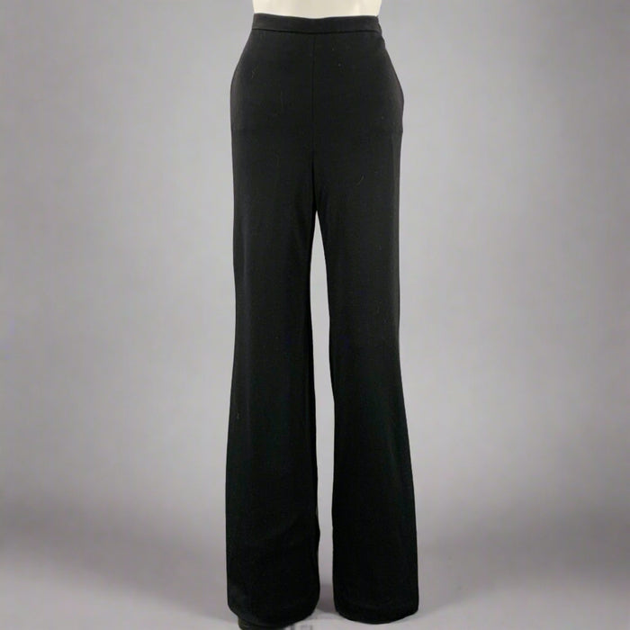 CHANEL Size 6 Black Wool Wide Leg Dress Pants