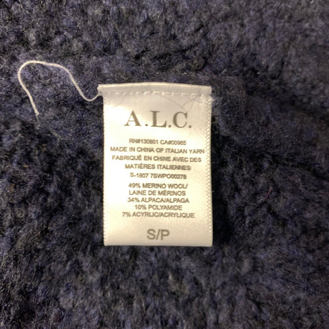 A.L.C. Size S Navy Neon Pink Wool Blend Geometric Pull On Sweater