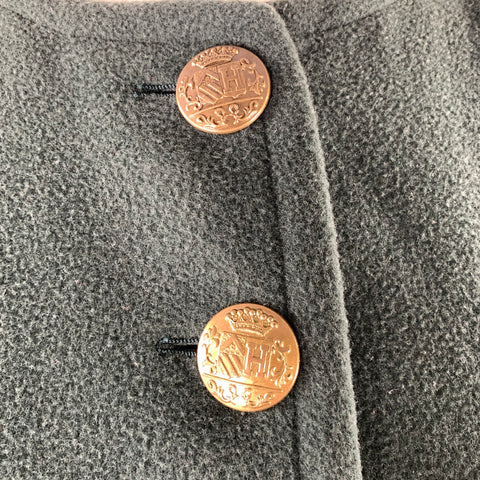 HERMES 1990's Etendards Et Bannieres Size 12 Multi-Color Cashmere Wool Reversible Jacket
