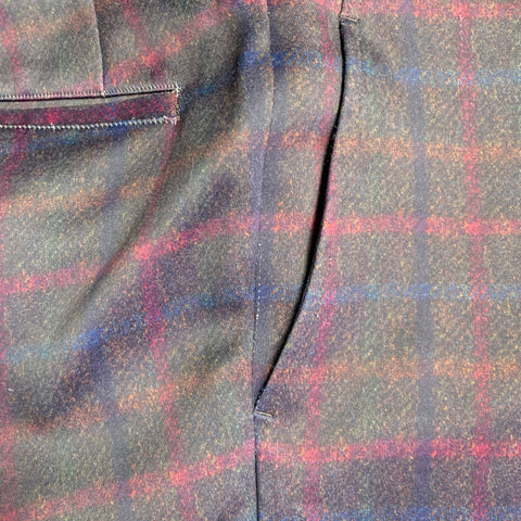 COMME des GARCONS HOMME DEUX Size M Brown Navy Red Plaid Polyester Tapered Dress Pants