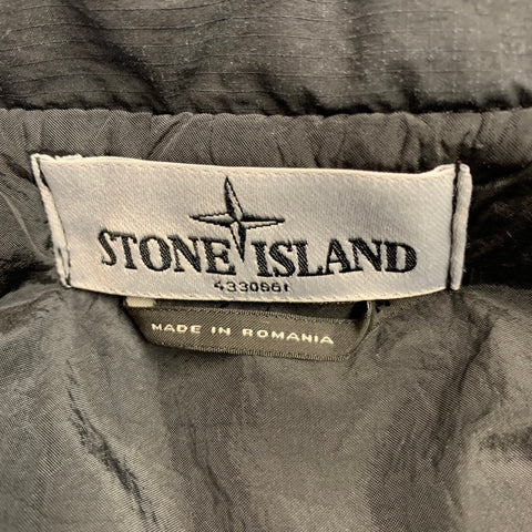 STONE ISLAND Size L Black Cotton Blend Double Breasted Coat