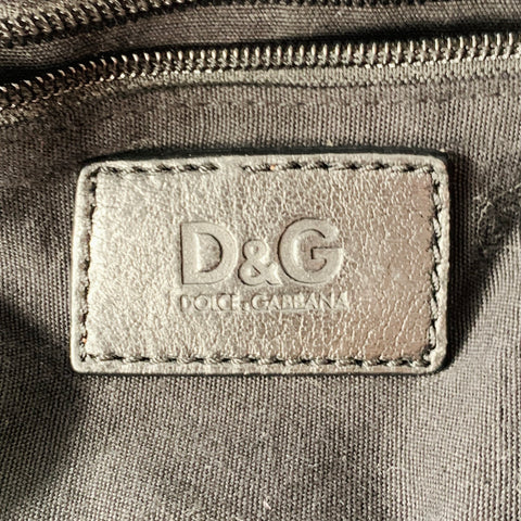 D&G by DOLCE & GABBANA Black Silver Canvas Leather Tote Handbag