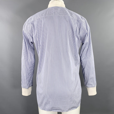 COMME des GARCONS Size M Blue White Stripe Cotton Long Sleeve Shirt
