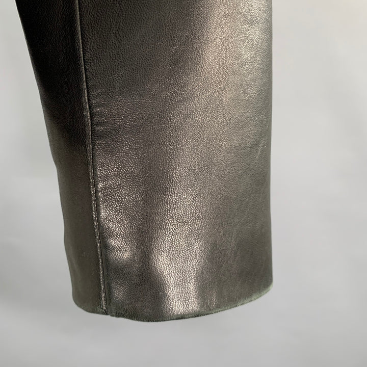 COLE HAAN Size S Black Lambskin Leather Zip Up Coat