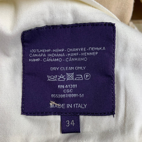 RALPH LAUREN Size L Beige Hemp Flat Front Dress Pants
