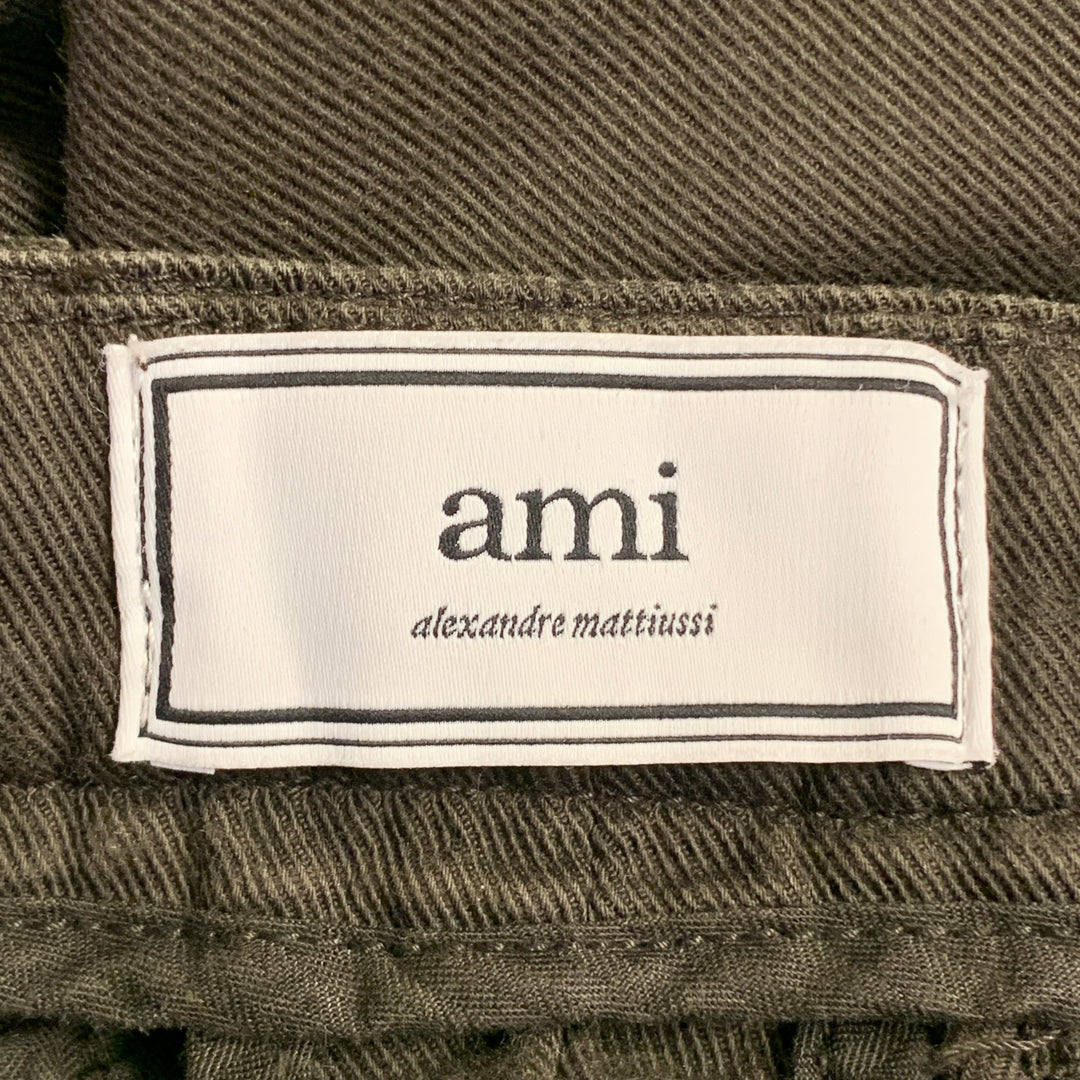 AMI by ALEXANDRE MATTIUSSI Size M Brown Cotton Twill Pleated Tapered Casual Pants