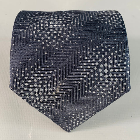 GIORGIO ARMANI One Size Black Grey Dots Silk Tie