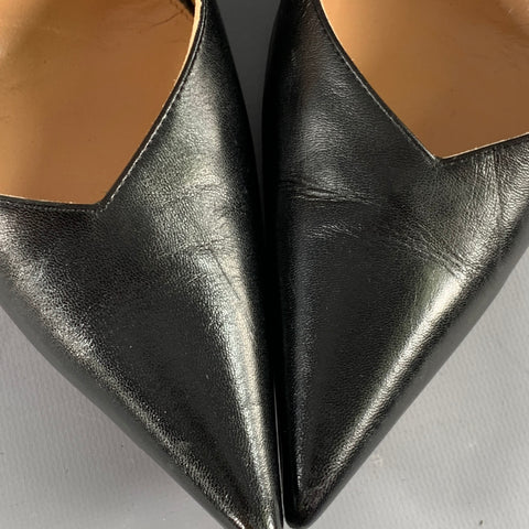 BOTTEGA VENETA Size 7.5 Black Leather Wedge Pumps