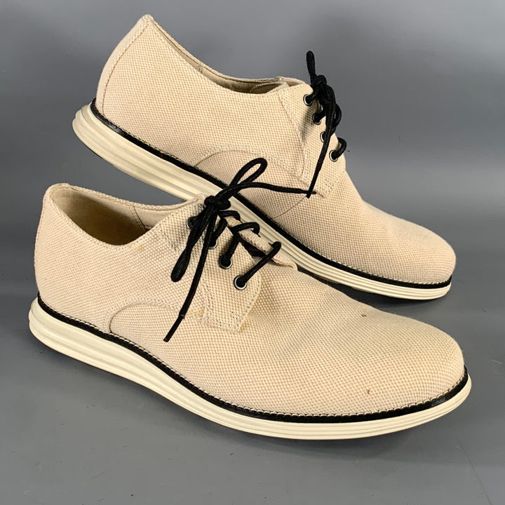 COLE HAAN Size 10.5 Cream Black Textured Sneakers