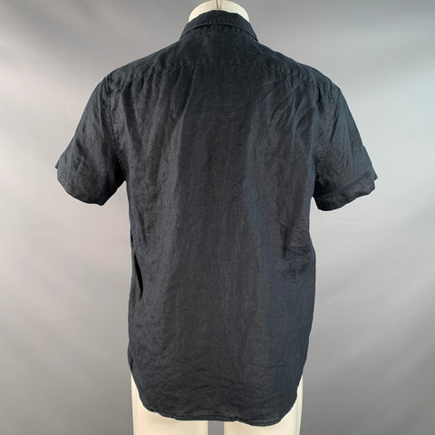 EVERLANE Taille M Chemise noire en lin à manches courtes à une poche