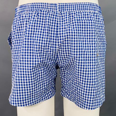 ES COLLECTION Size 34 Blue White Gingham Polyamide Blend Swim Trunks