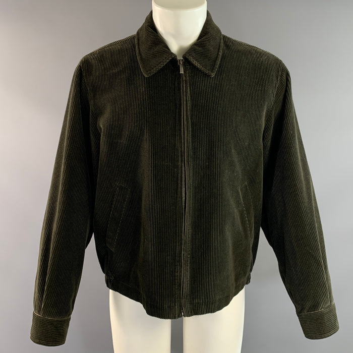 ERMENEGILDO ZEGNA Size M Green Olive Corduroy Cotton Jacket