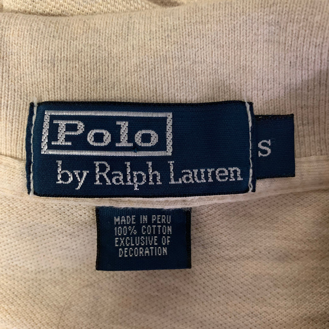 RALPH LAUREN Size S Khaki Logo Cotton Ribbed Polo