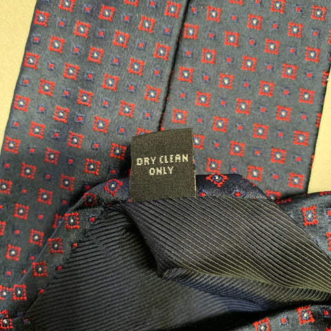 BORRELLI Navy Red Squares Silk Tie