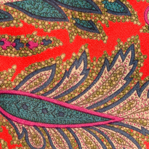 CHRISTIAN DIOR Red Blue Paisley Silk Tie