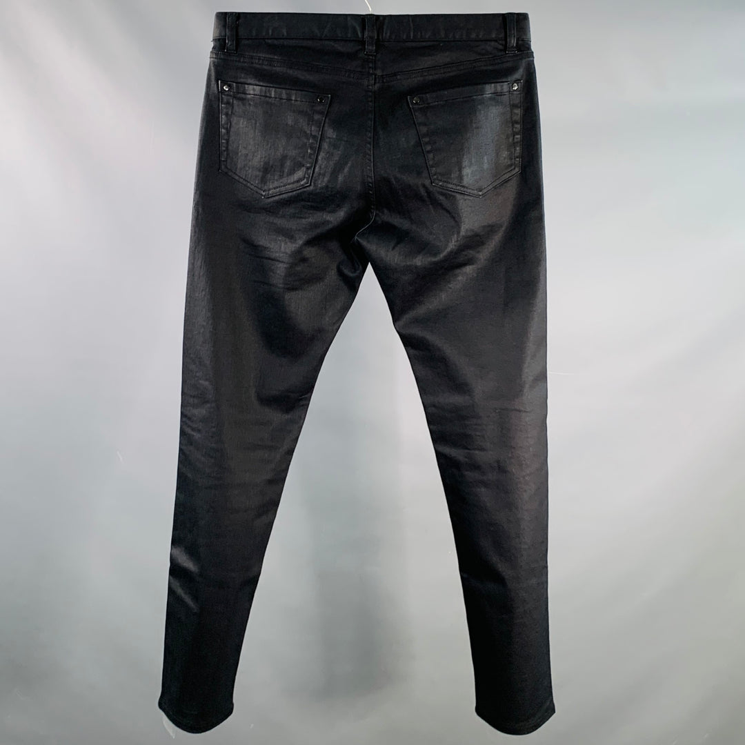 JOHN VARVATOS Size 32 Black Twill Cotton Blend Tapered Five Pockets Jeans
